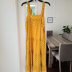Sage Yellow Printed Tiered Maxi Sundress